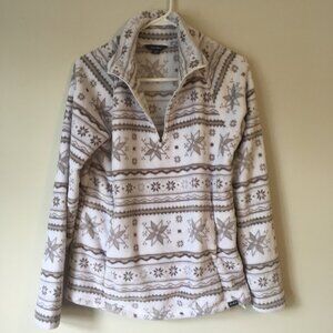 EUC Womens’ Eddie Bauer Snowflake Fleece 1/4 Zip Pullover Winter Holiday